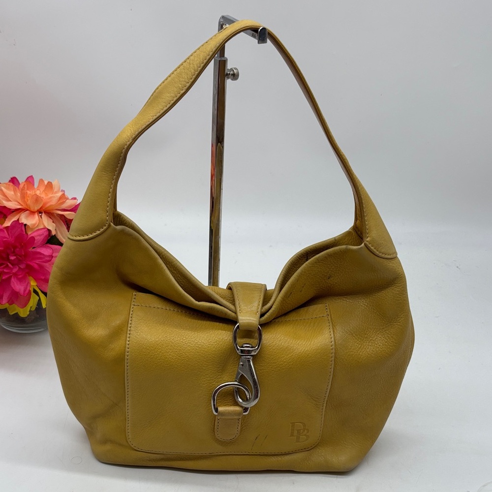 Dooney & Bourke Mustard Yellow Leather Hobo Shoulder Bag As Is Condition DB9602